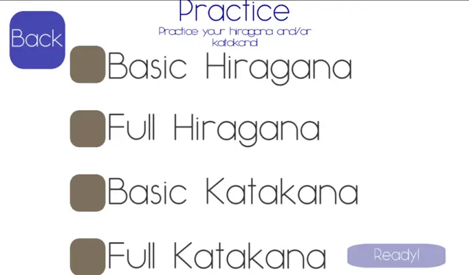 Memorizing Hiragana and Katakana android App screenshot 2